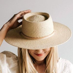 Gigi Pip Aiden Straw pork pie hat in cream